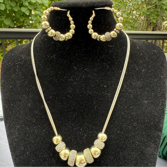 Napier Shimmery Gold Beaded Necklace and Earring Set - Picture 9 of 9